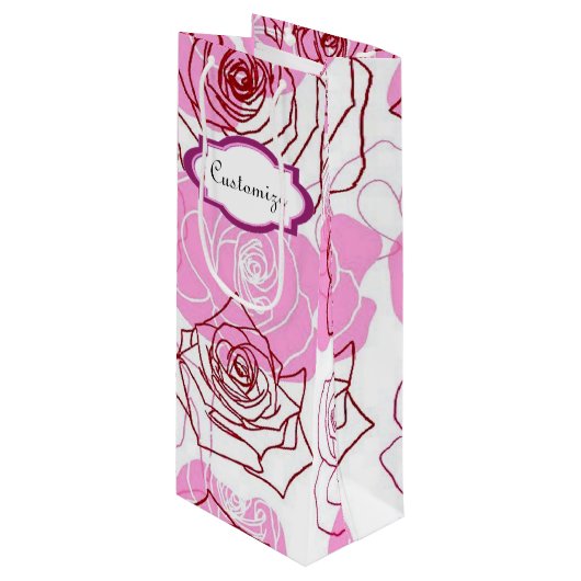 Grace & Apprecied Roses Wine Gift Bag Wijn Cadeautas (Voorkant Gekanteld)