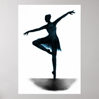 "Grace" ballerina poster - blauw