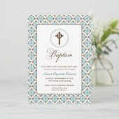  Grace Baptism 5x7 Uitnodiging (bruin/aqua) (Staand voorkant)
