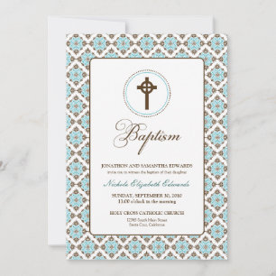  Grace Baptism 5x7 Uitnodiging (bruin/aqua)