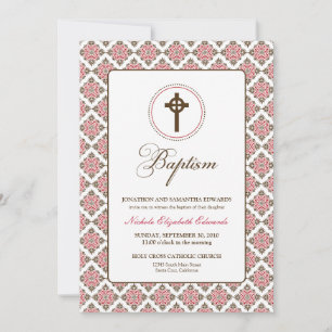  Grace Baptism 5x7 Uitnodiging (bruin/rood)