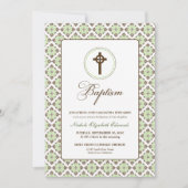 Grace Baptism 5x7 Uitnodiging (bruin/sage) (Voorkant)