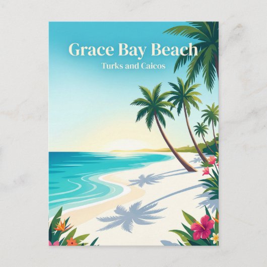 Grace Bay Beach Turks en Caicos Briefkaart (Voorkant)