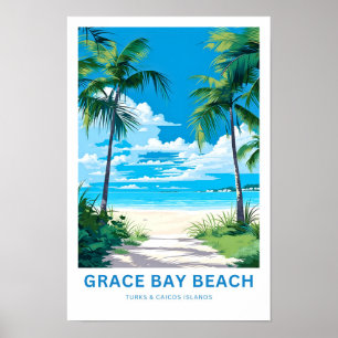 Grace Bay Beach Turks- en Caicoseilanden Reisprint Poster
