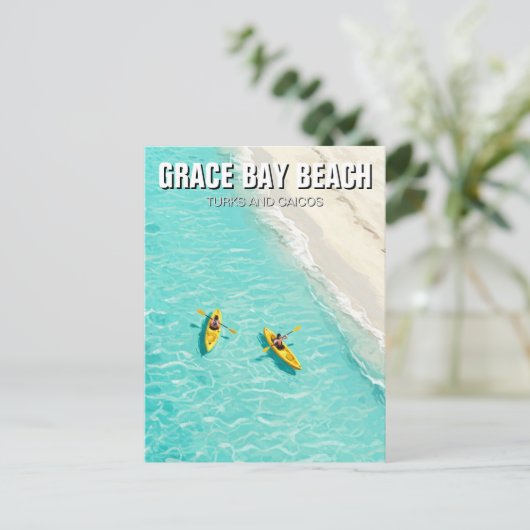 Grace Bay Beach Turks- en Caicoseilanden Reizen Briefkaart (Staand voorkant)