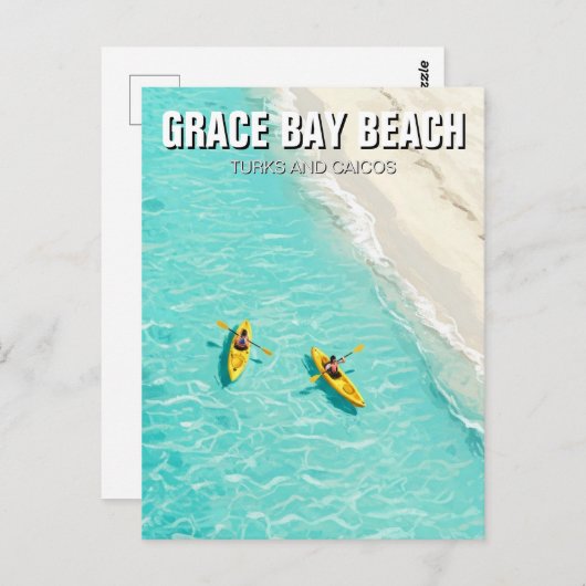 Grace Bay Beach Turks- en Caicoseilanden Reizen Briefkaart (Voorkant / Achterkant)