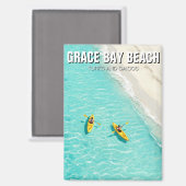 Grace Bay Beach Turks- en Caicoseilanden Reizen Magneet (Voorkant / Achterkant)