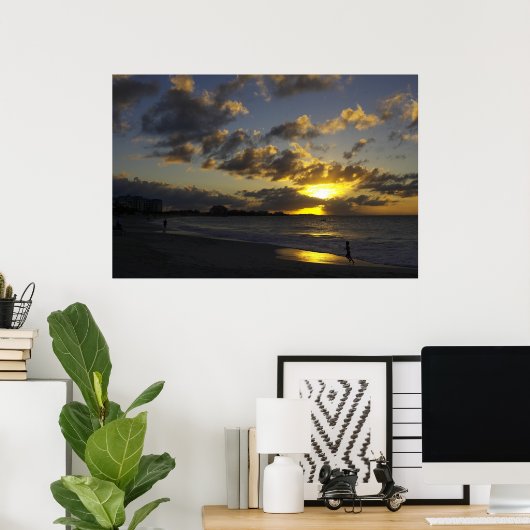 Grace Bay sunset 01 Poster (Thuiskantoor)