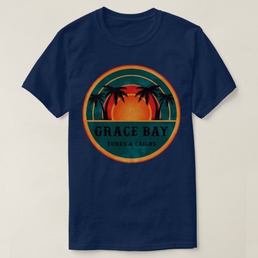 Grace Bay Turks Caicos Beach Retro Sunset T-shirt (Design voorkant)