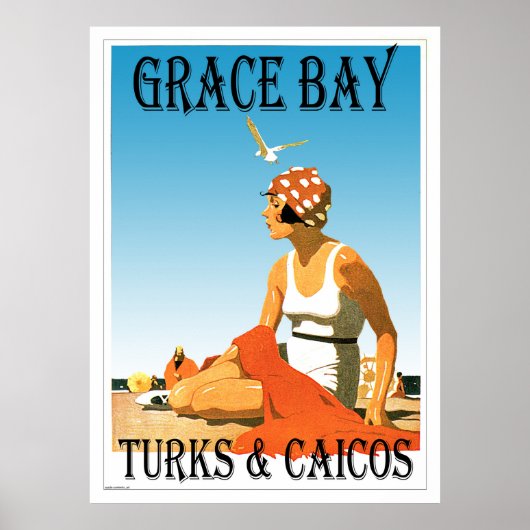 Grace Bay Turks & Caicos Retro Poster (Voorkant)