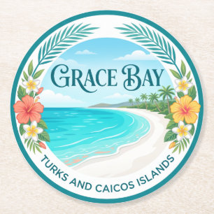 Grace Bay Turks- en Caicoseilanden Ronde Kartonnen Onderzetter