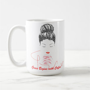 Grace Begint met Koffie Typografie Koffiemok