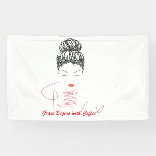 Grace Begint met Koffie Typografie Spandoek (Horizontaal)