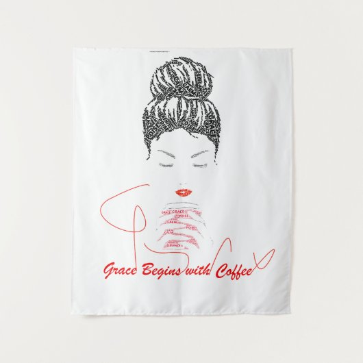 Grace Begint met Koffie Typografie Wandkleed (Voorkant)