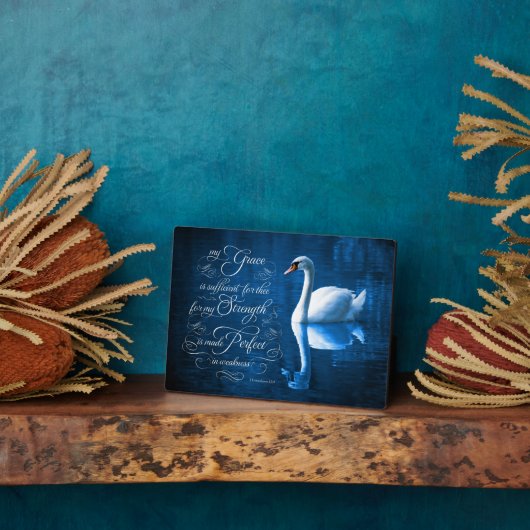 Grace Bible Verse Mute Swan Easel Plaque Fotoplaat (Zijkant)