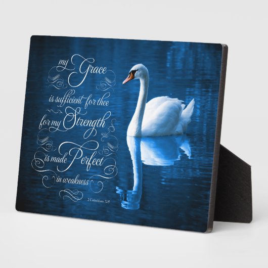 Grace Bible Verse Mute Swan Easel Plaque Fotoplaat (Zijkant)