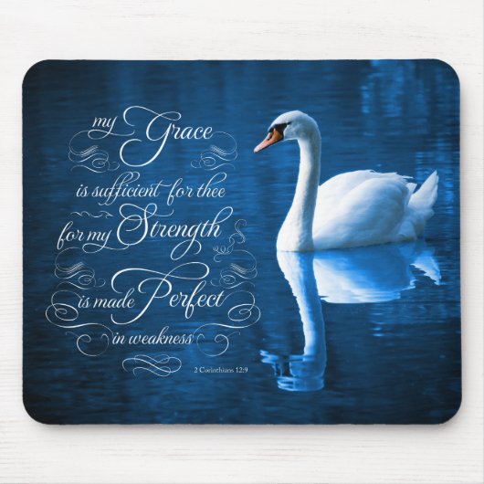 Grace Bible Verse Mute Swan Mousepad Muismat (Voorkant)