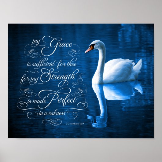Grace Bible Verse Mute Swan Poster (Voorkant)