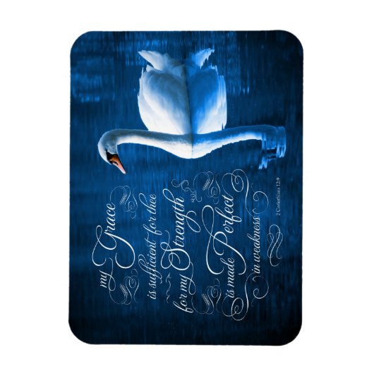 Grace Bijbel Verse Mute Swan Foto Magneet (Verticaal)