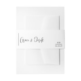 Grace Black en White Moderne Trouwdag Uitnodigingen Wikkel