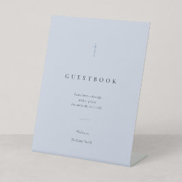 Grace Blau Minimalistisch Christelijk Kruis Gastbo Reclamebord Met Voetstuk