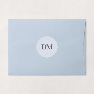 Grace Blau Monogram Kruis Ronde Sticker