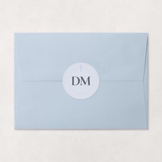 Grace Blau Monogram Kruis Ronde Sticker