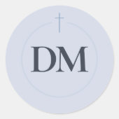 Grace Blau Monogram Kruis Ronde Sticker (Voorkant)