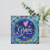 Grace Blauw Whimsical Hearts Bedankkaart (Staand voorkant)