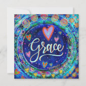 Grace Blauw Whimsical Hearts Bedankkaart (Voorkant)