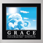 Grace, blauwe witte oceaangolven motivatie poster (Voorkant)
