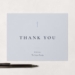 Grace Blue Minimaal Kruis Religieus Bedankkaart