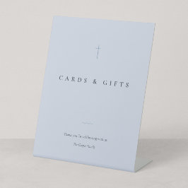 Grace Blue Minimal Cross Kaarten & Geschenken Tafe Reclamebord Met Voetstuk