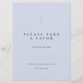 Grace Blue Minimal Cross Take a Favor Tafelkaart (Voorkant)