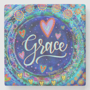 Grace Blue Whimsical Fun Inspirerend Drink Stenen Onderzetter