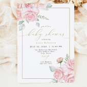 GRACE Blush Bloemen en Goud Meisje Baby shower Kaart