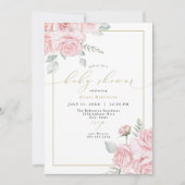 GRACE Blush Bloemen en Goud Meisje Baby shower Kaart (Voorkant)