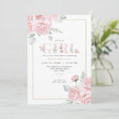 GRACE Blush Bloemen Goud Het is een Meisje Baby sh Kaart (Staand voorkant)