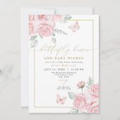 GRACE Blush Bloemen Vlinder Kisses Baby shower Kaart (Voorkant)