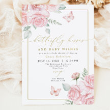 GRACE Blush Bloemen Vlinder Kisses Baby shower