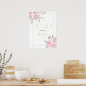 GRACE Blush Bloemstuk Het is een Meisje Baby Showe Poster (Keuken)