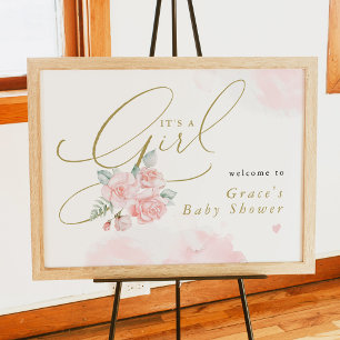 GRACE Blush Floral Het is een meisje Baby shower W Poster