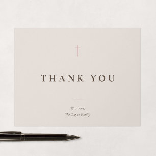 Grace Blush Minimaal Kruis Religieus Bedankkaart