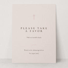 Grace Blush Minimal Kruis Favor Tafelkaart