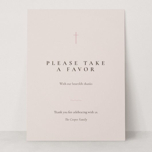 Grace Blush Minimal Kruis Favor Tafelkaart