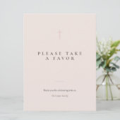 Grace Blush Minimal Kruis Favor Tafelkaart (Staand voorkant)