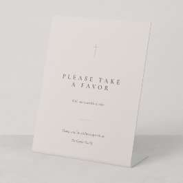 Grace Blush Minimalistisch Christelijk Kruis Favor Reclamebord Met Voetstuk