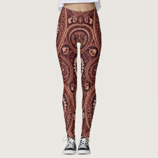 Grace Burgundy Madeliefje Paisley Borduurwerk Patr Leggings