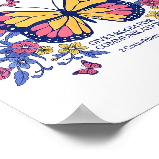Grace Butterfly Christian Bible Verse Floral Faith Poster (Hoek)