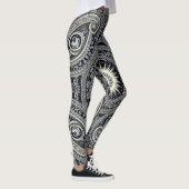 Grace Charcoal Sunburst Paisley Erfgoed Patroon Leggings (Rechts)